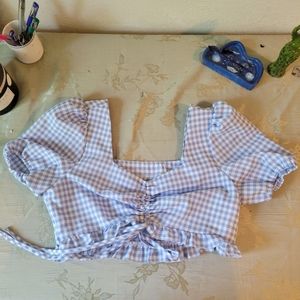 Gingham milkmaid crop top